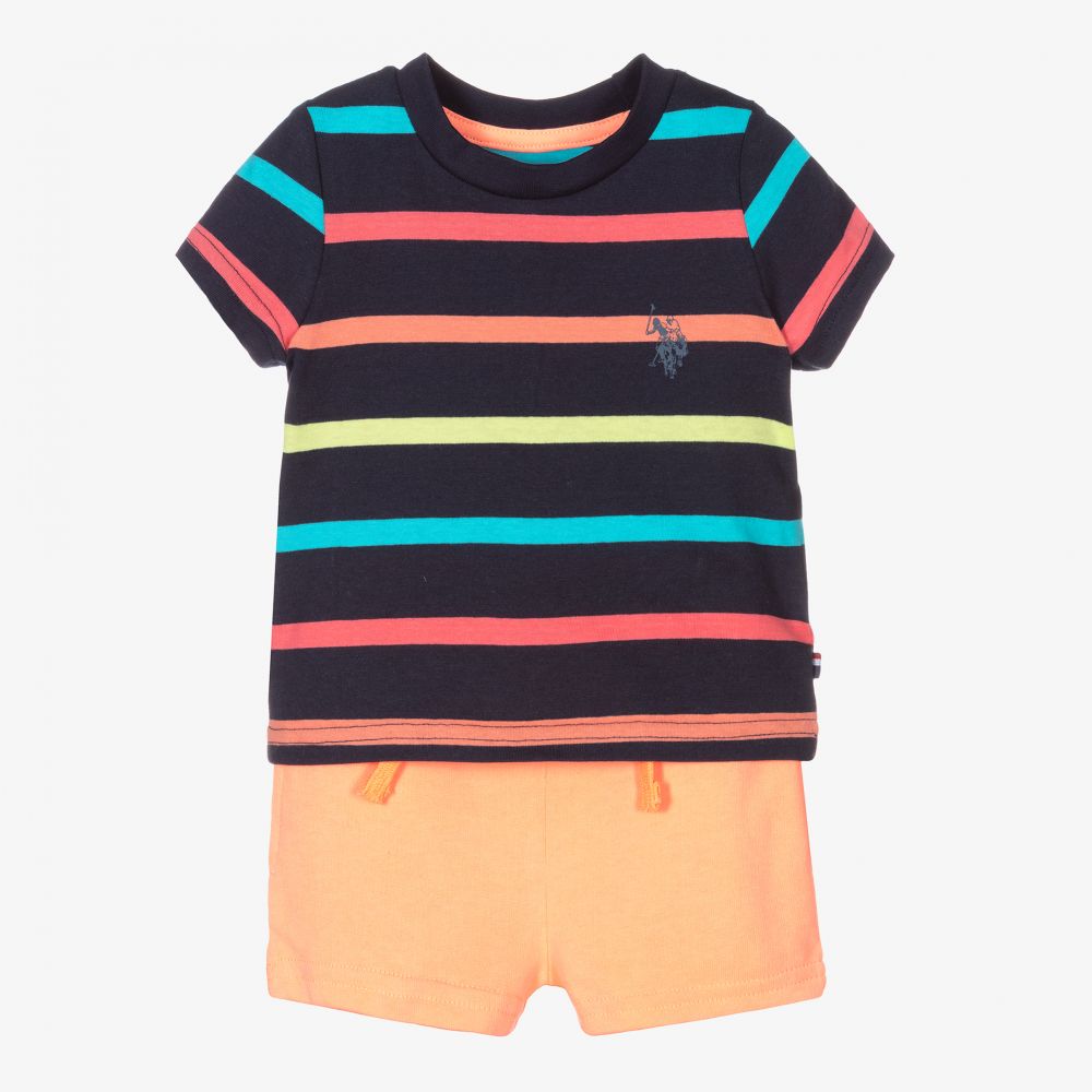 U.S. Polo Assn. - Striped Top & Orange Shorts Set | Childrensalon