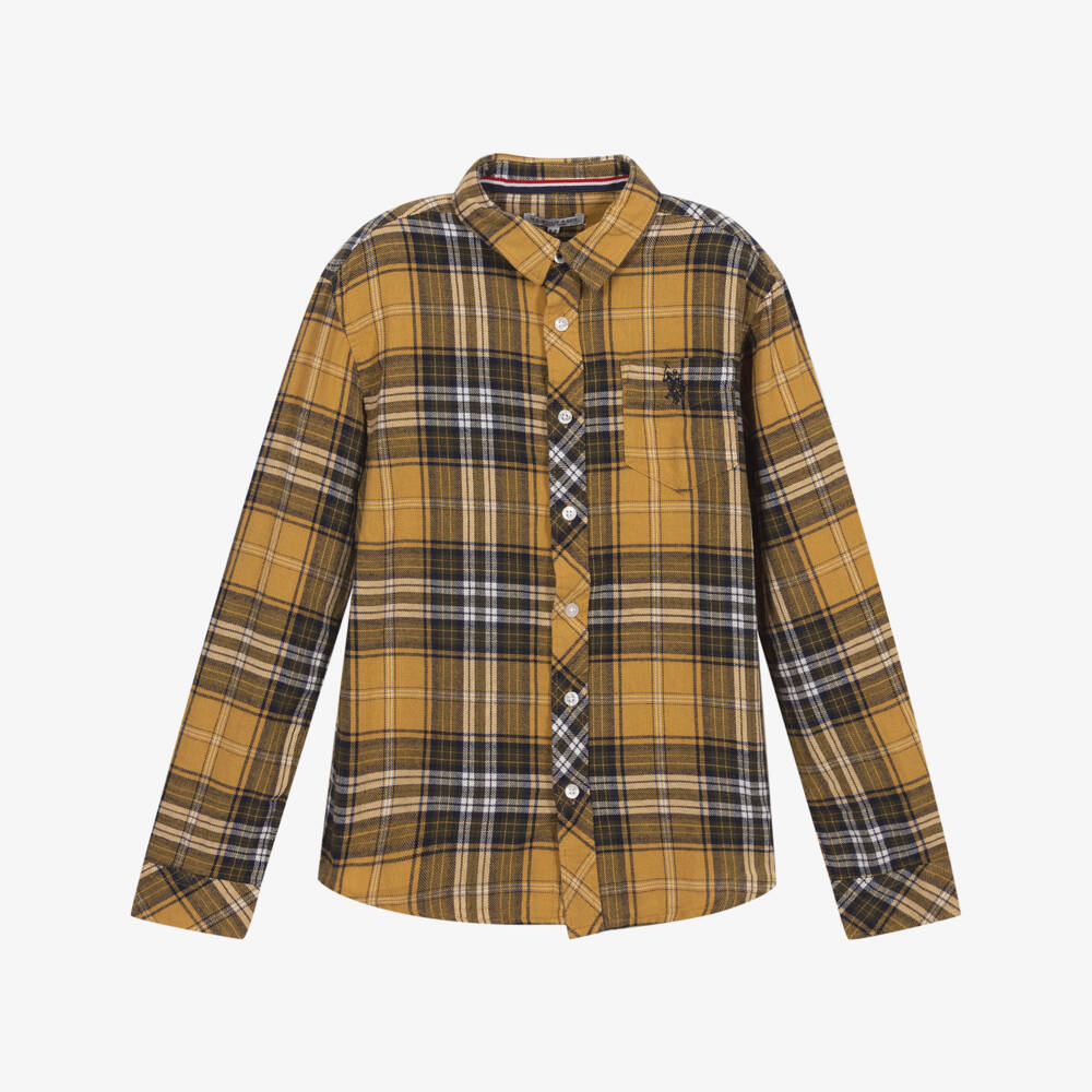 U.S. Polo Assn.-Yellow Check Cotton Shirt | Childrensalon Outlet
