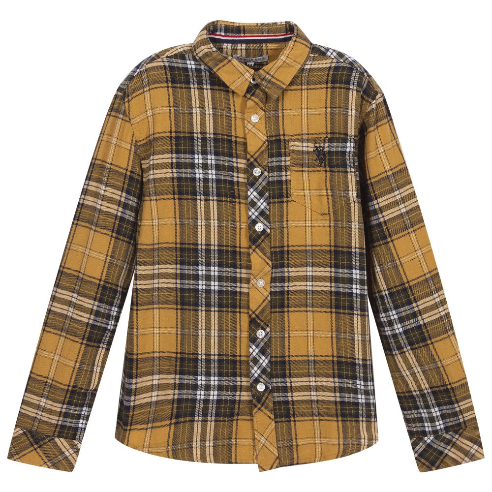 U.S. Polo Assn. - Yellow Check Cotton Shirt | Childrensalon