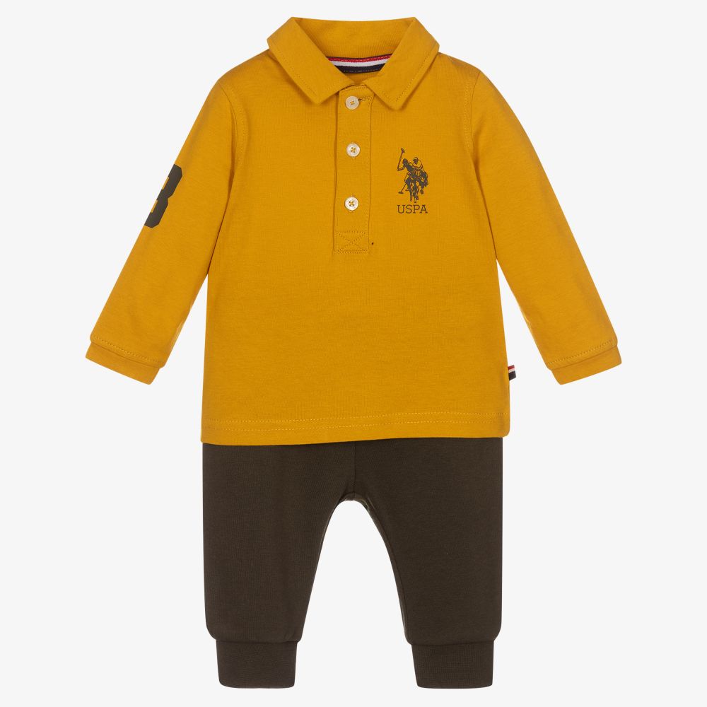 U.S. Polo Assn.-Yellow & Green Trousers Set | Childrensalon Outlet