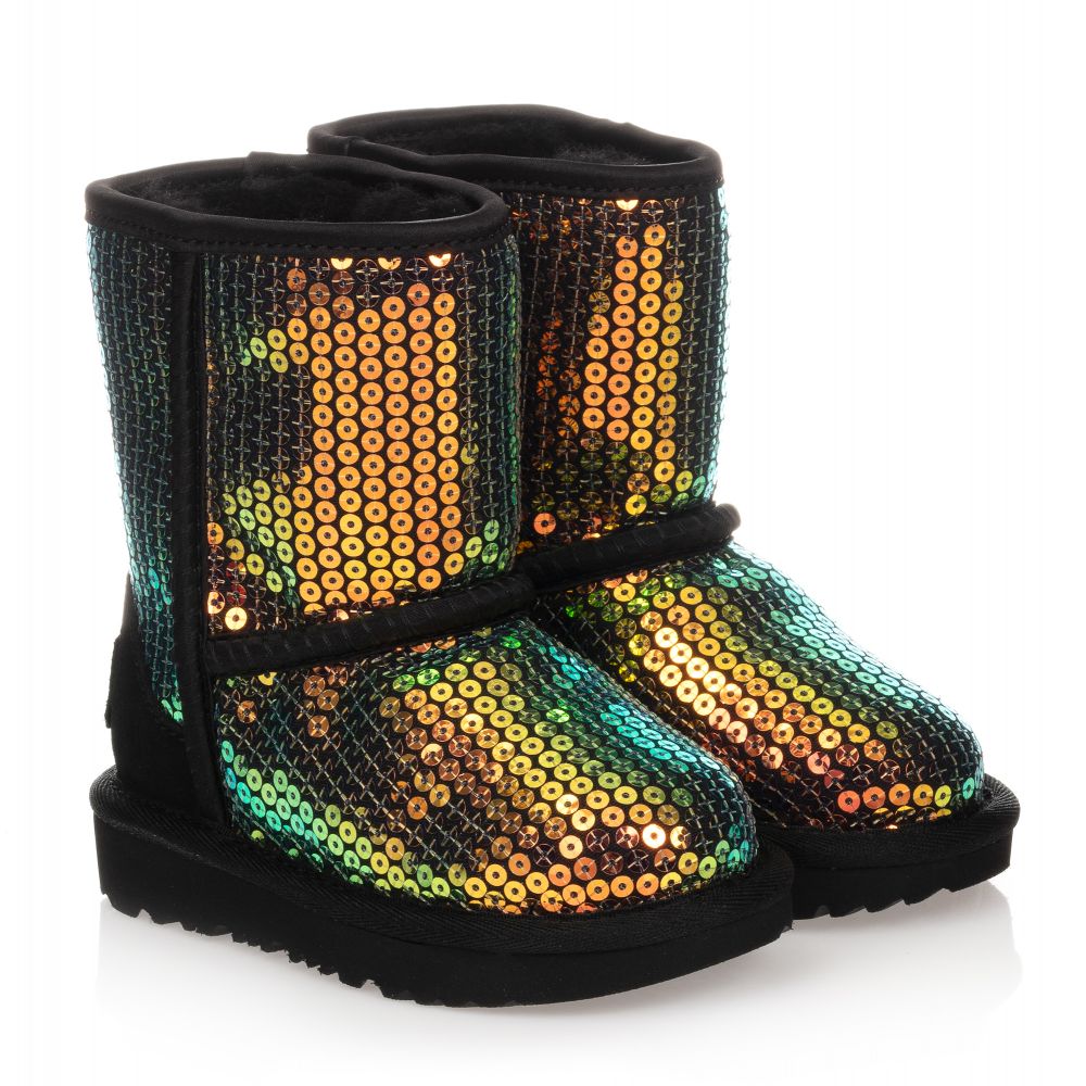 UGG - Black Sequin Sheepskin Boots | Childrensalon