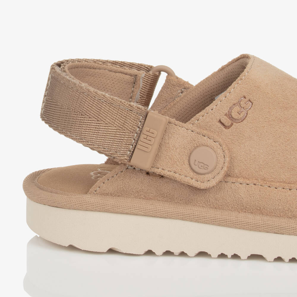 UGG-Beige Goldenstar Suede Leather Clogs | Childrensalon Outlet