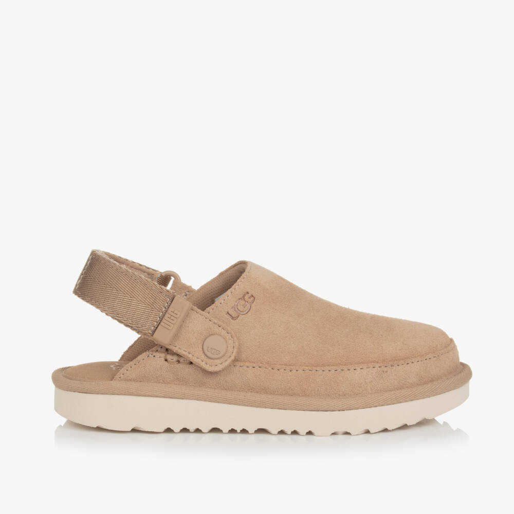 UGG-Beige Goldenstar Suede Leather Clogs | Childrensalon Outlet