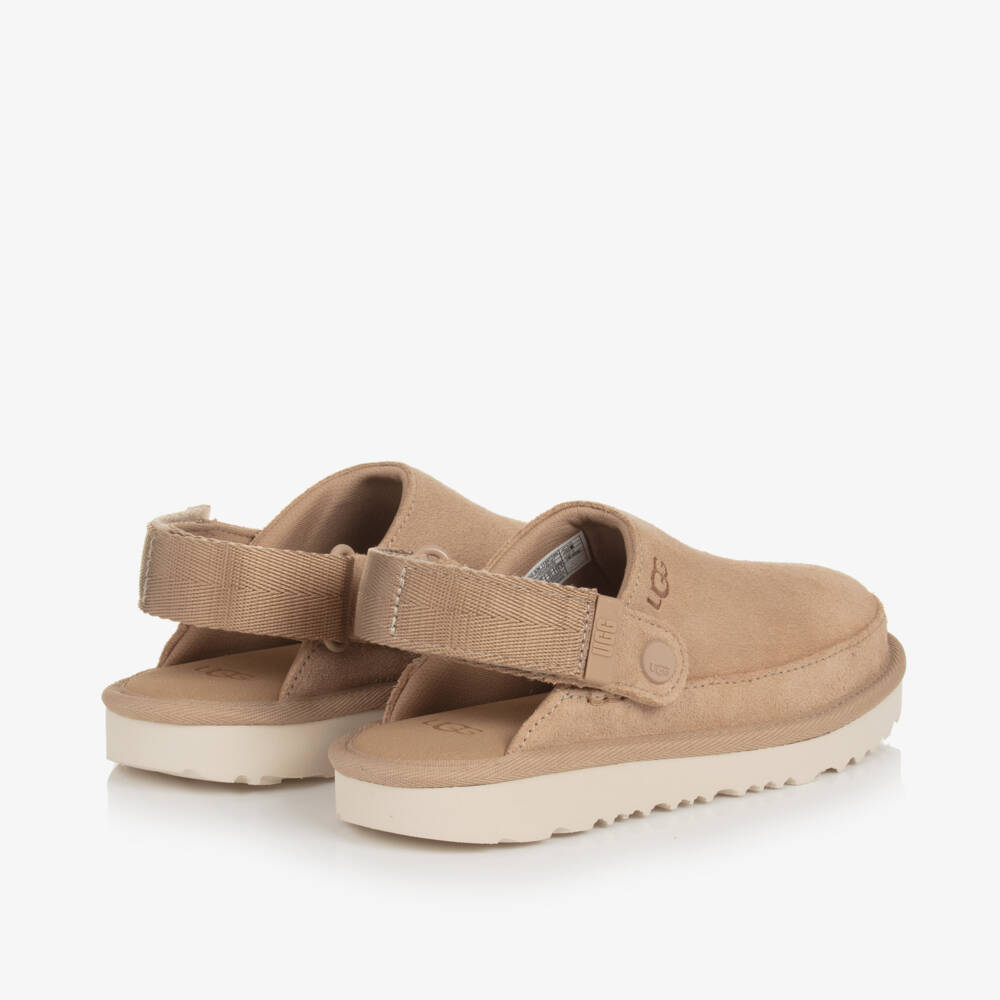 UGG-Beige Goldenstar Suede Leather Clogs | Childrensalon Outlet