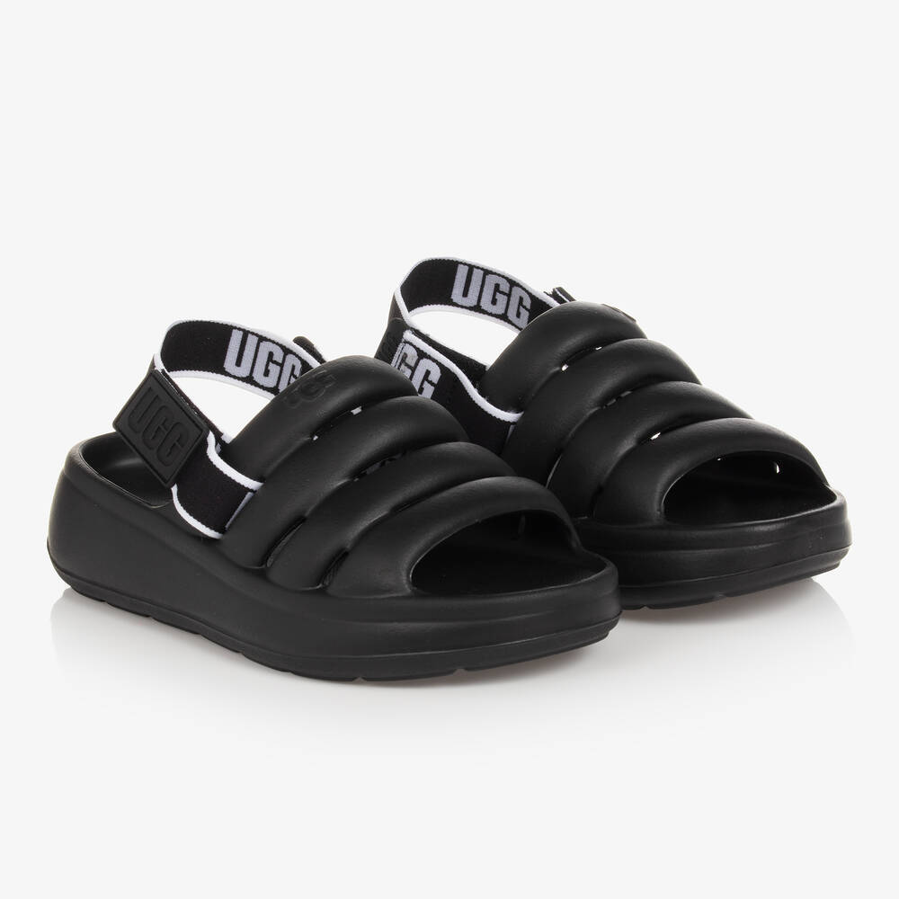 UGG - Black Logo Strap Sandals | Childrensalon