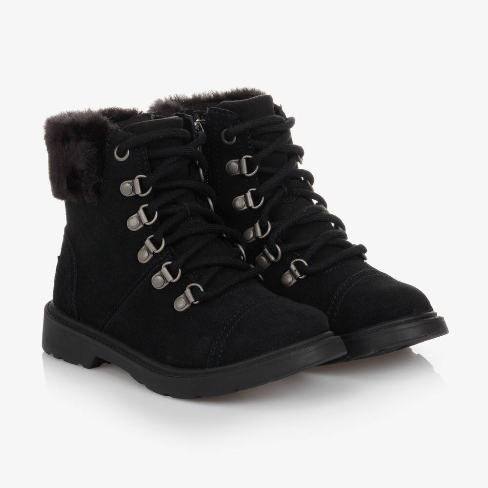 UGG Black Suede Hiker Boots Childrensalon Outlet