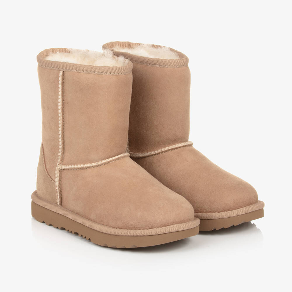 UGG-Boys Beige Luxe Suede Boots | Childrensalon Outlet