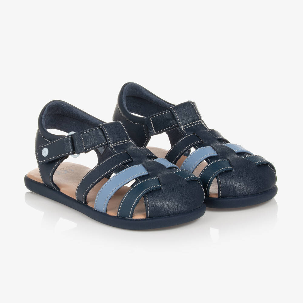 UGG - Sandales simili cuir bleu à scratch | Childrensalon