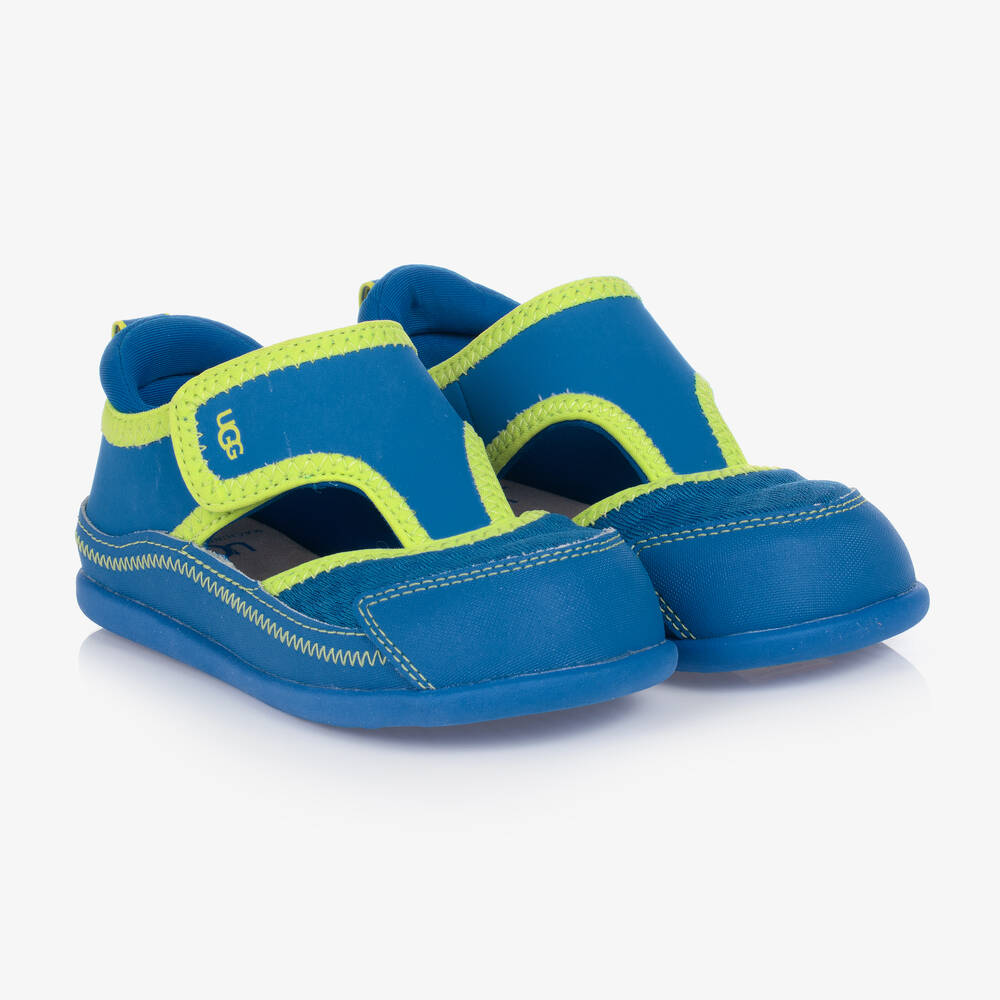 UGG - Sandales bleues et vertes à scratch  | Childrensalon