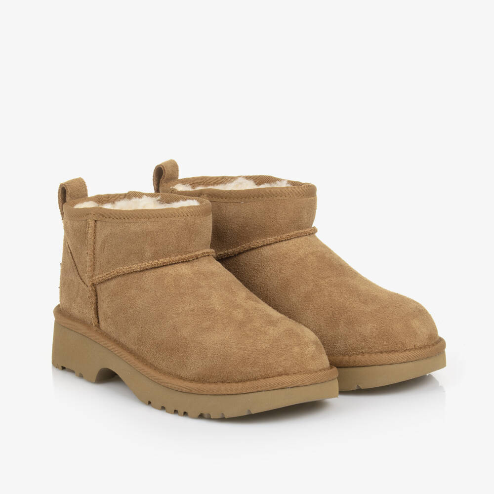 UGG-Boys Chestnut Ultra Mini Suede Boots | Childrensalon Outlet