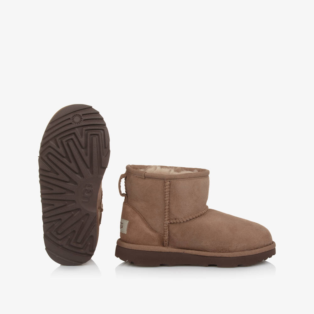 UGG- Brown Classic Mini II Suede Leather Boots | Childrensalon Outlet