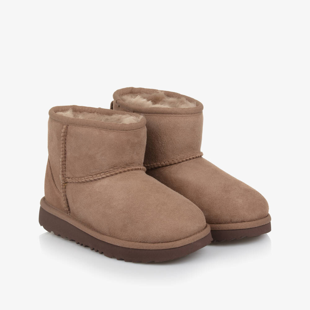 UGG- Brown Classic Mini II Suede Leather Boots | Childrensalon Outlet
