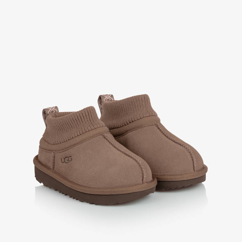UGG-Brown Suede Leather Ultra Stretch Cuff Boots | Childrensalon Outlet