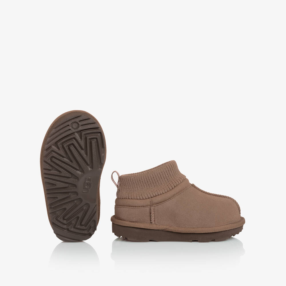 UGG-Brown Suede Leather Ultra Stretch Cuff Boots | Childrensalon Outlet