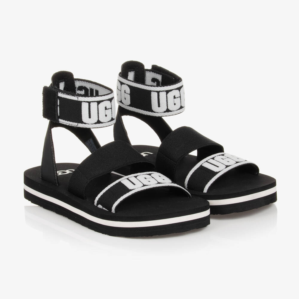 UGG - Girls Black Logo Strap Sandals | Childrensalon