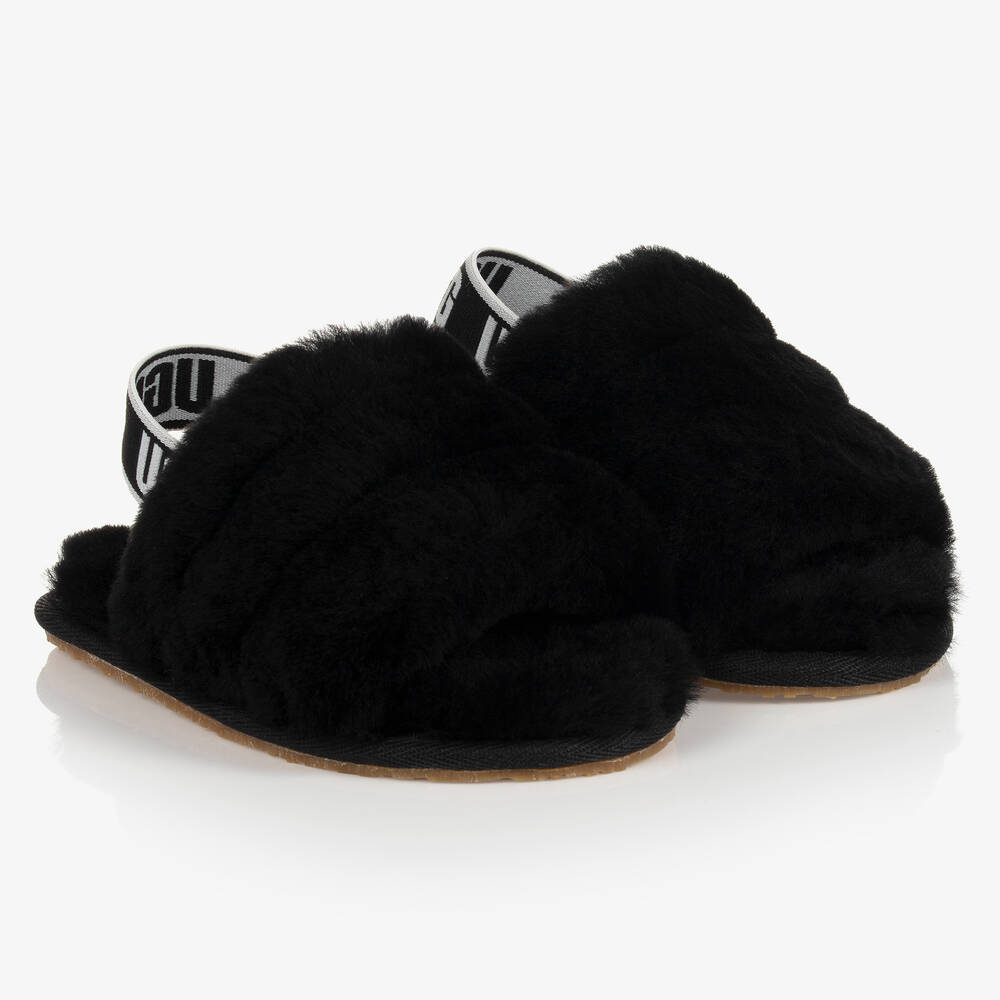 UGG - Schwarze Lammfell-Pantoletten (M) | Childrensalon