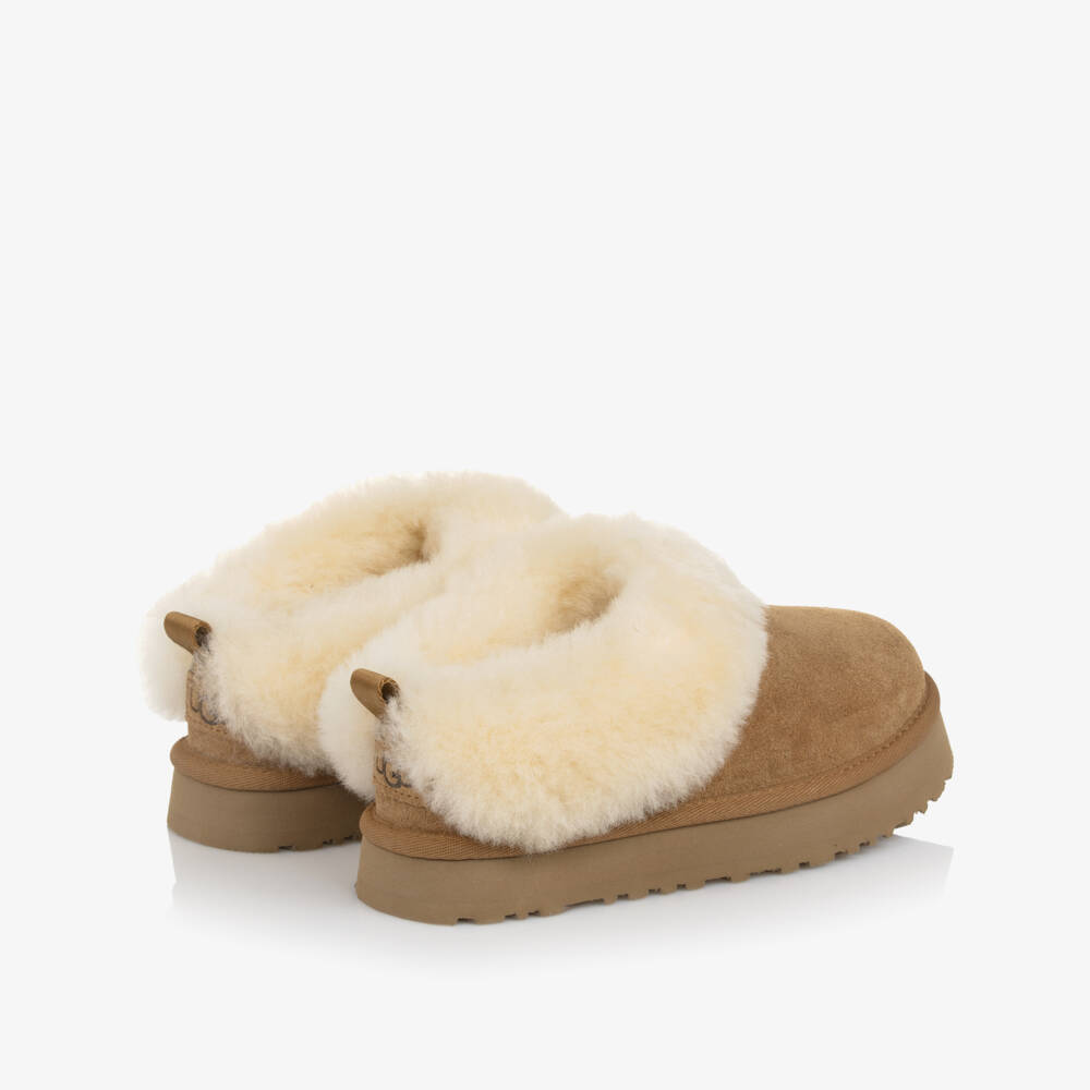 UGG-Girls Chestnut Brown Suede Tazzelle Slippers | Childrensalon Outlet