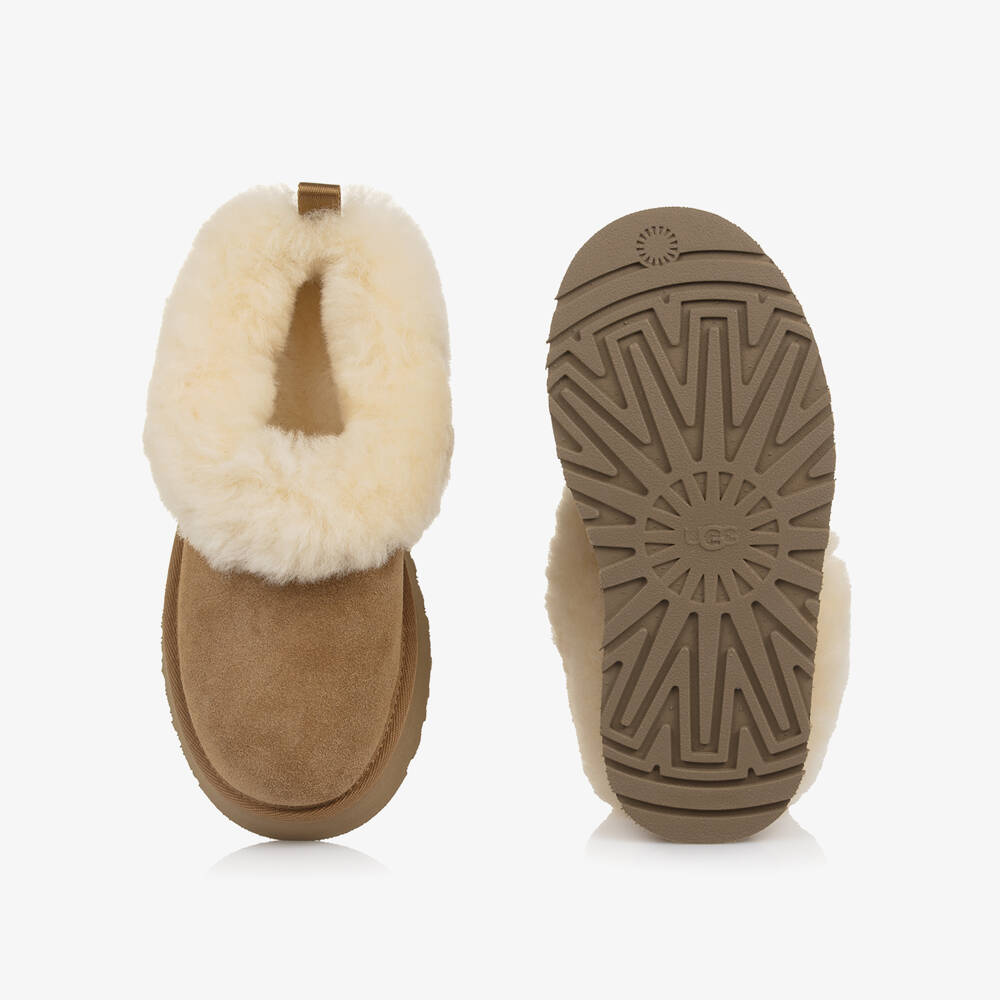UGG-Girls Chestnut Brown Suede Tazzelle Slippers | Childrensalon Outlet