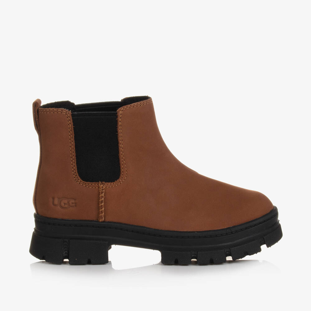 UGG-Girls Chestnut Leather Ankle Boots | Childrensalon Outlet