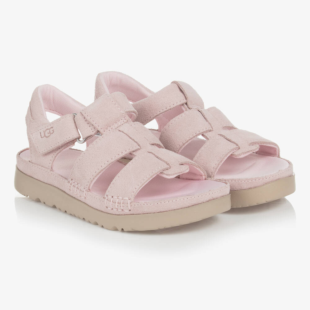UGG - Girls Pink Suede Leather Sandals | Childrensalon