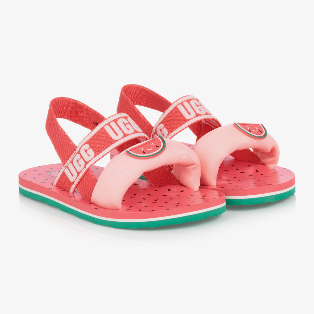 UGG - Girls Pink Watermelon Logo Sandals | Childrensalon