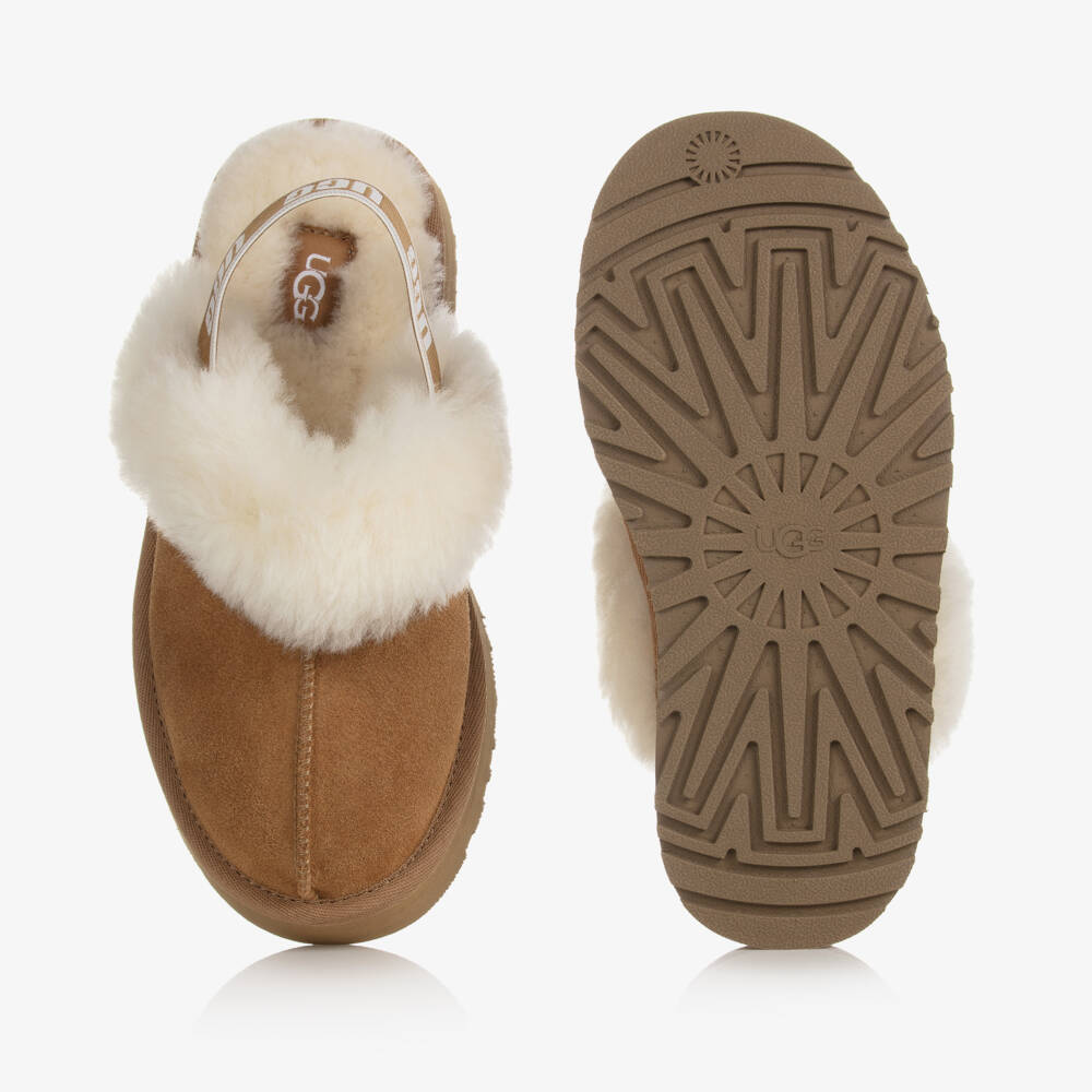 UGG-Girls Tan Suede Slider Slippers | Childrensalon Outlet