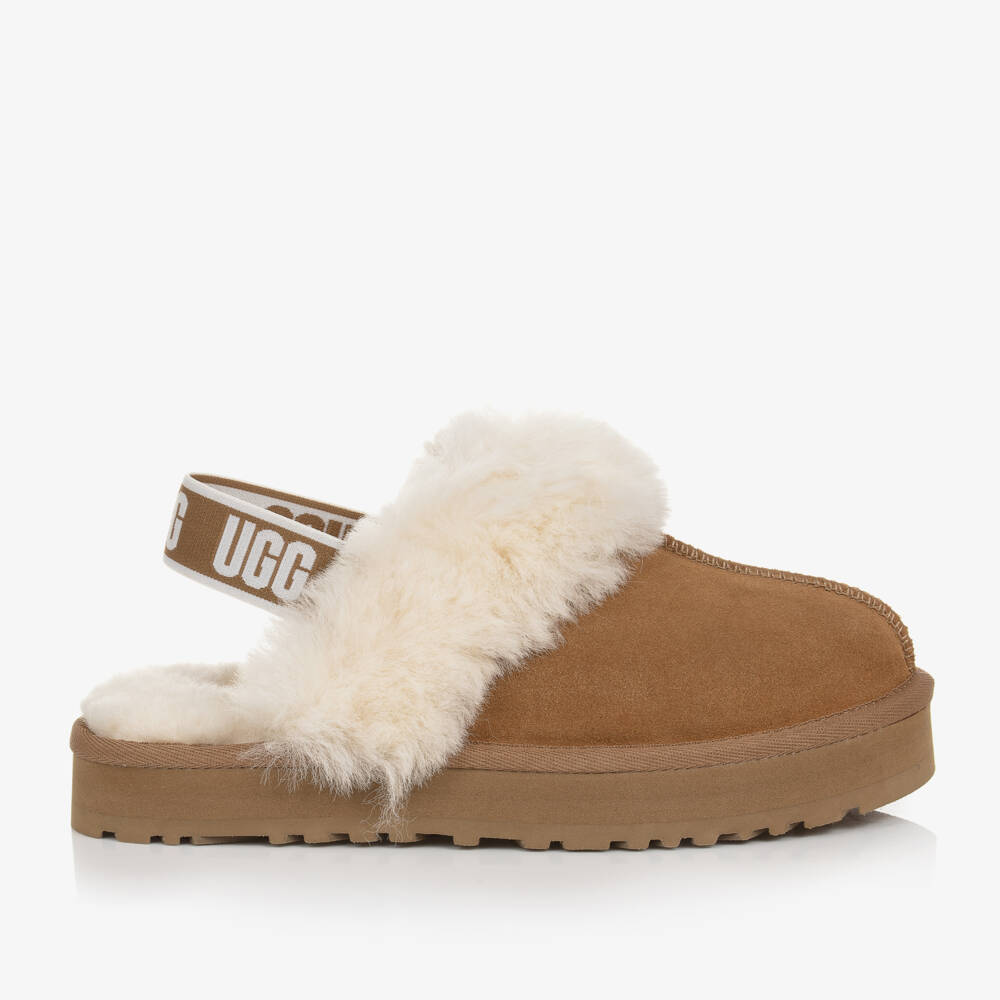 UGG-Girls Tan Suede Slider Slippers | Childrensalon Outlet