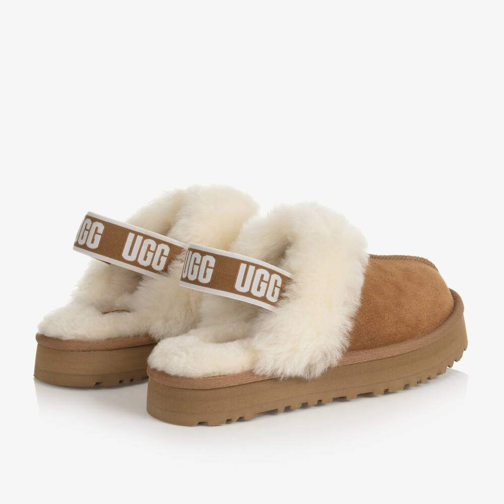 UGG-Girls Tan Suede Slider Slippers | Childrensalon Outlet