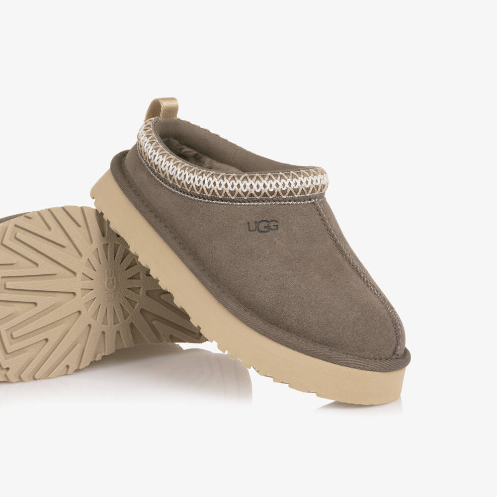 UGG-Grey Suede Leather Tazz Mules | Childrensalon Outlet