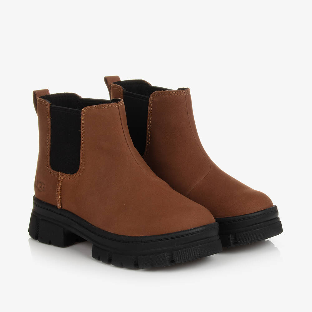 UGG-Junior Girls Brown Leather Chelsea Boots | Childrensalon Outlet