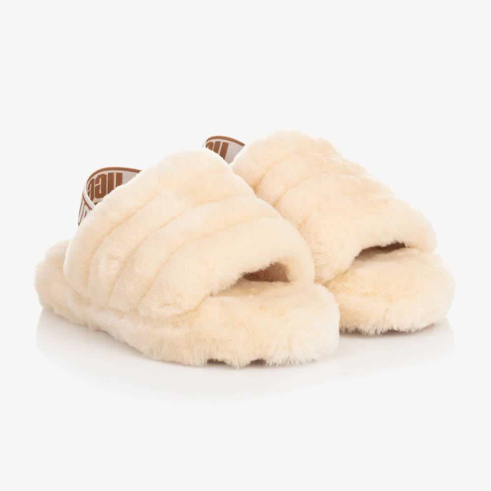 UGG - Claquettes ivoire peau de mouton fille | Childrensalon