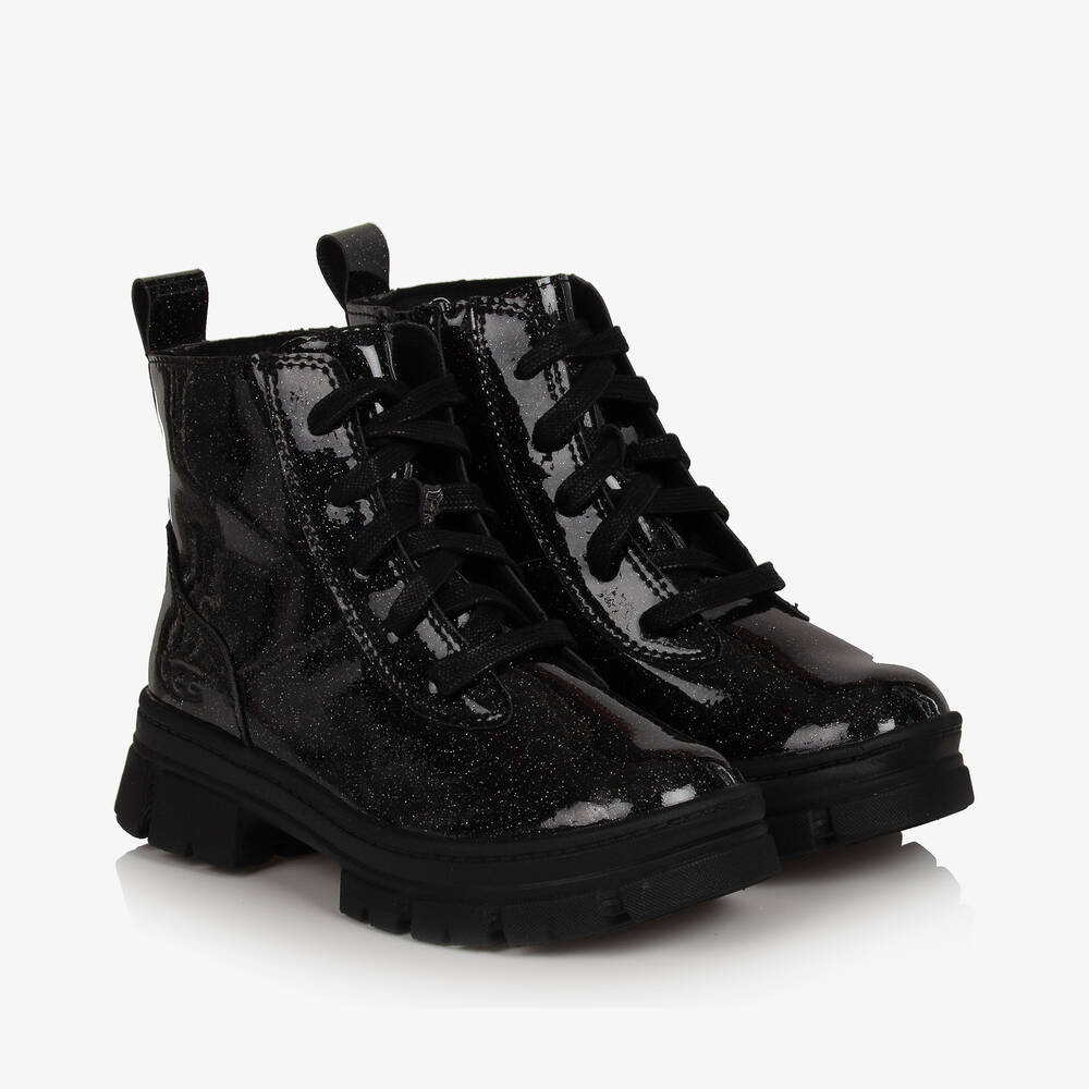 UGG - Черные блестящие ботинки на шнуровке для девочек | Childrensalon