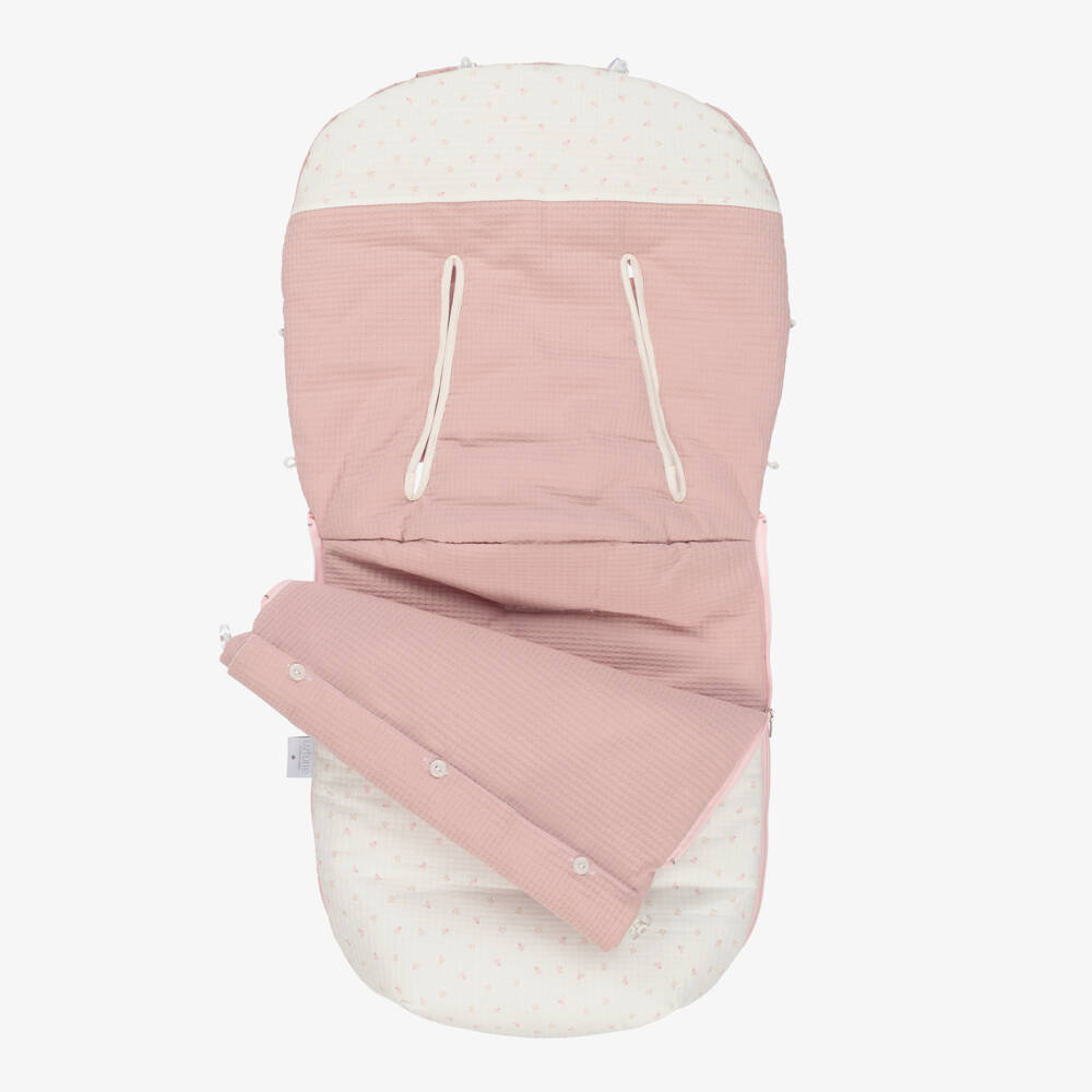 Uzturre-حمّالة فوت مافز قطن عضوي لون زهري وأبيض (97 سم) | Childrensalon Outlet