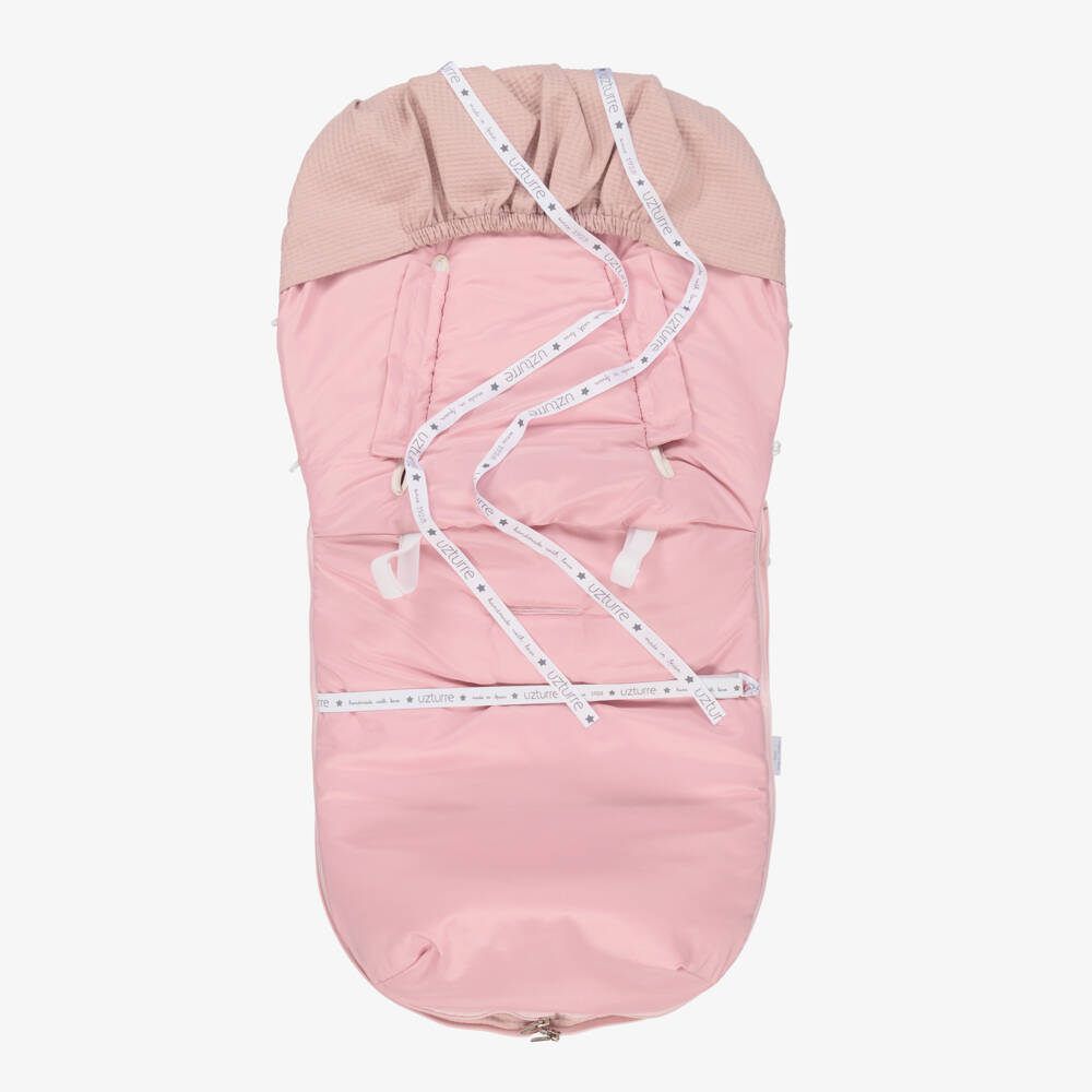 Uzturre-حمّالة فوت مافز قطن عضوي لون زهري وأبيض (97 سم) | Childrensalon Outlet