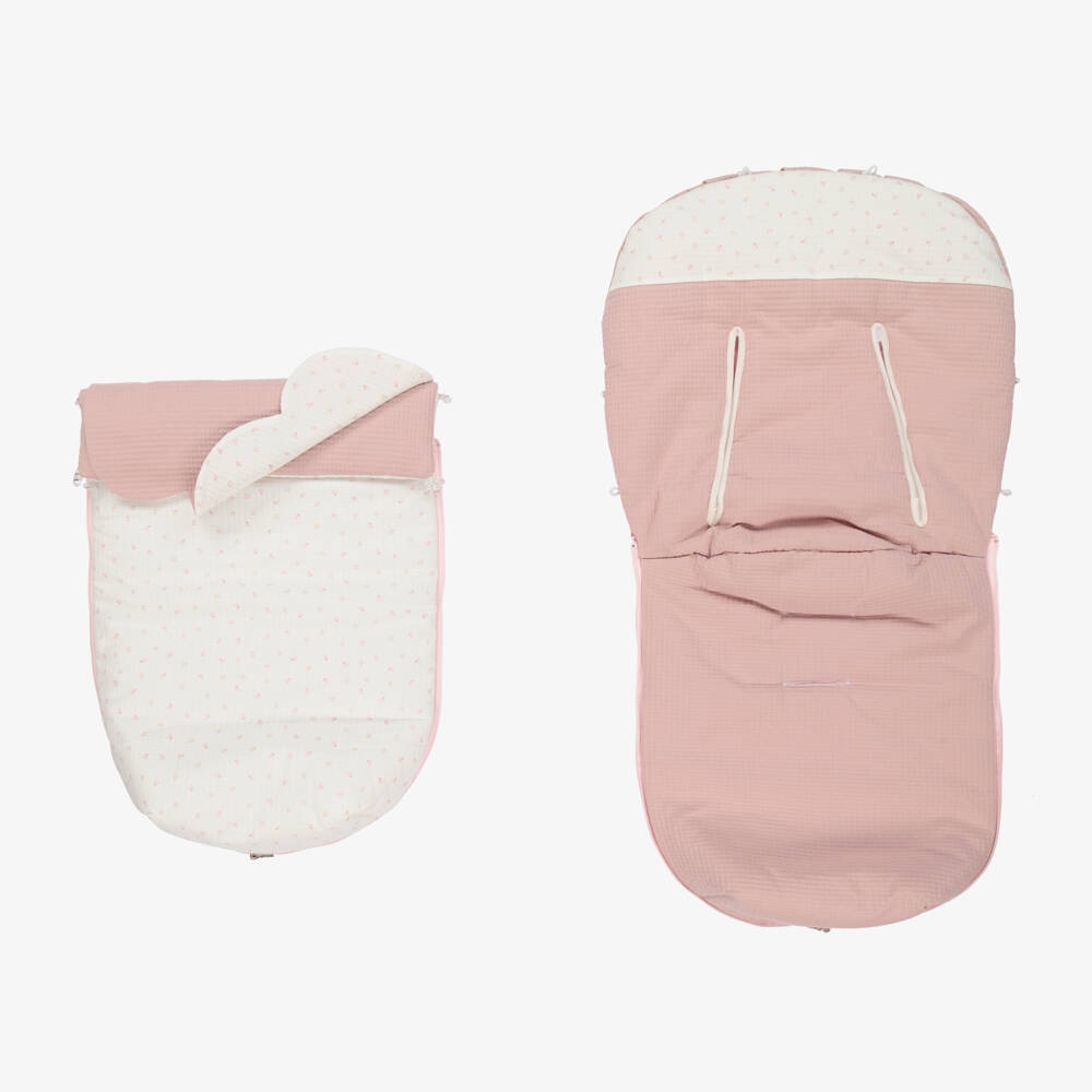 Uzturre-حمّالة فوت مافز قطن عضوي لون زهري وأبيض (97 سم) | Childrensalon Outlet