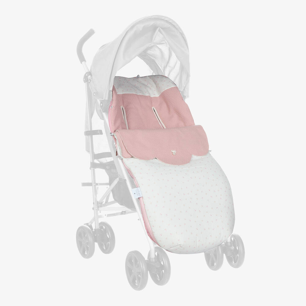 Uzturre-حمّالة فوت مافز قطن عضوي لون زهري وأبيض (97 سم) | Childrensalon Outlet