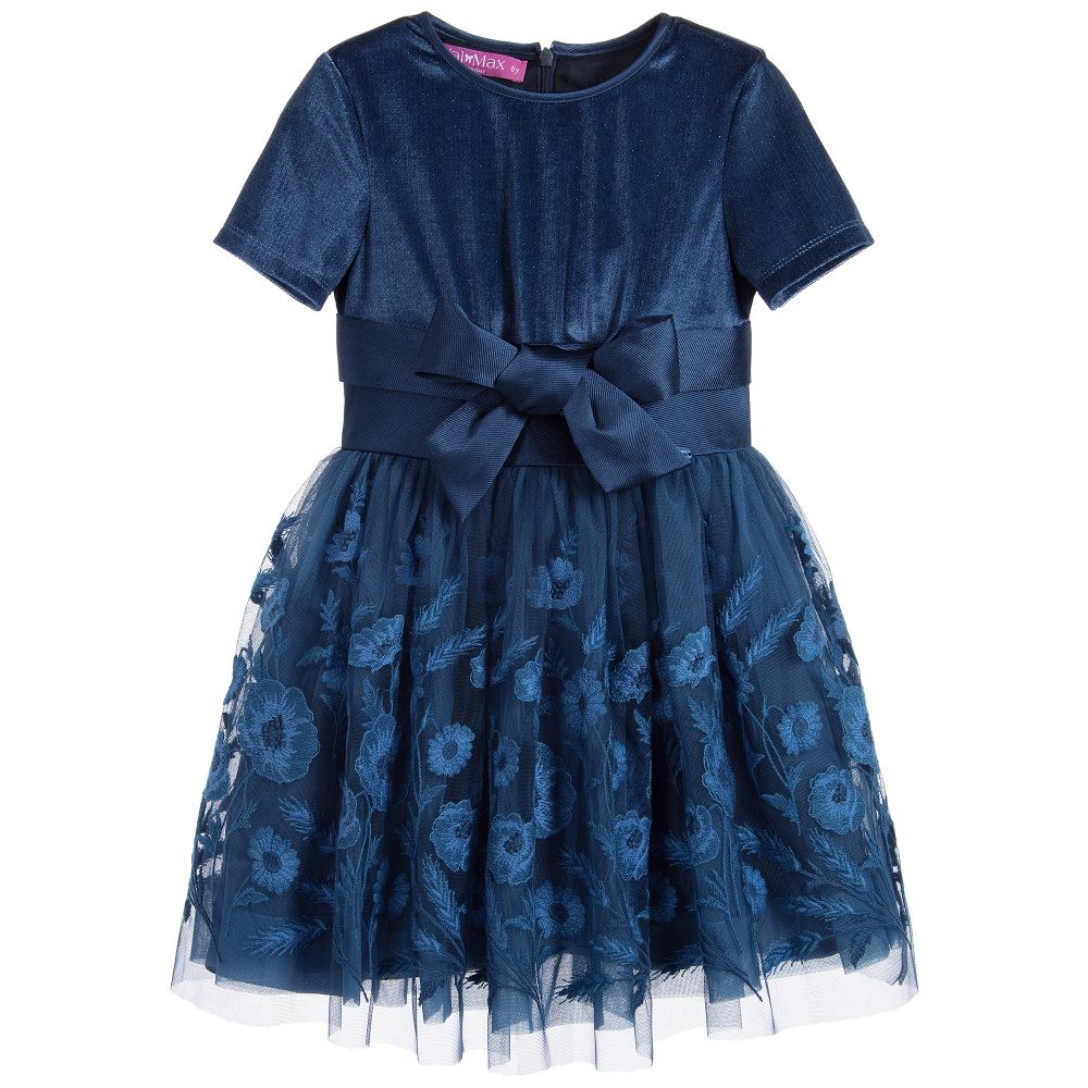 ValMax - فستان تول و مخمل لون أزرق غامق | Childrensalon
