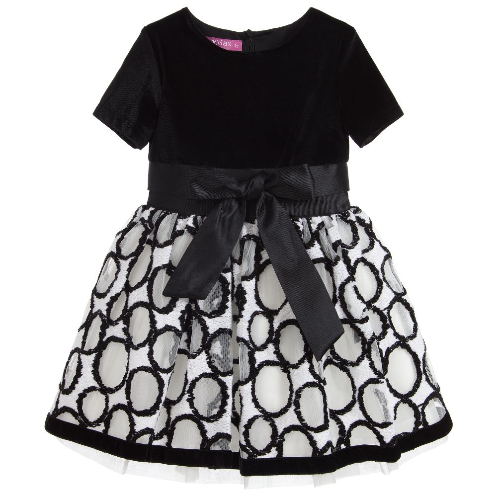 Embroidered Black Velvet Dress