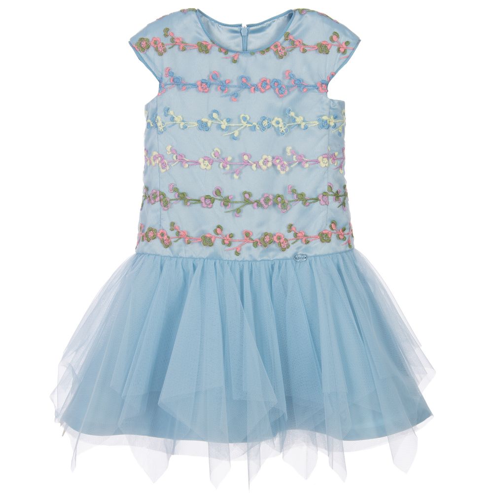 ValMax - Robe Fille Brodée Bleue | Childrensalon