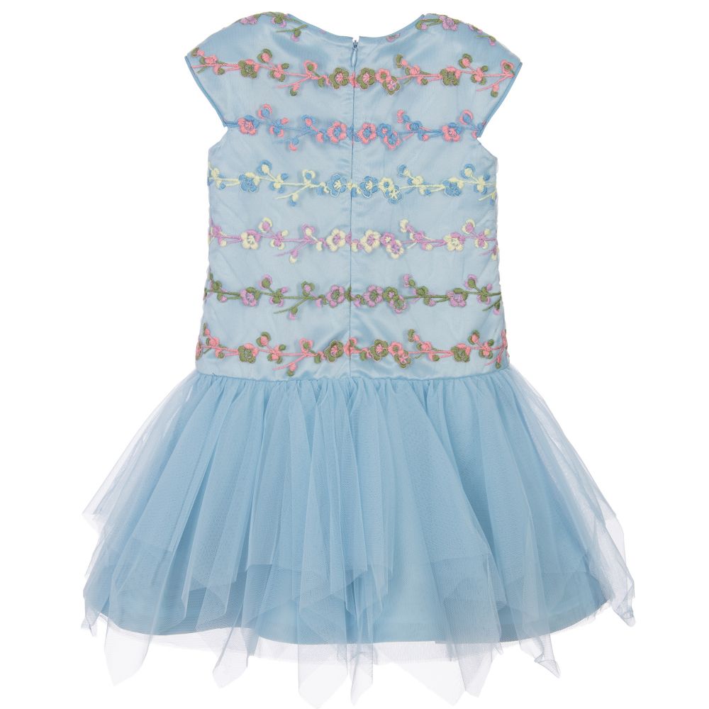 ValMax-Girls Blue Embroidered Dress | Childrensalon Outlet