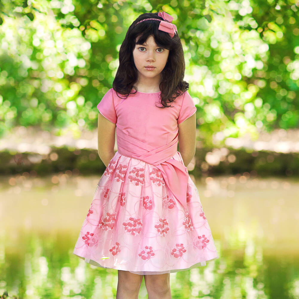 ValMax Girls Embroidered Pink Dress