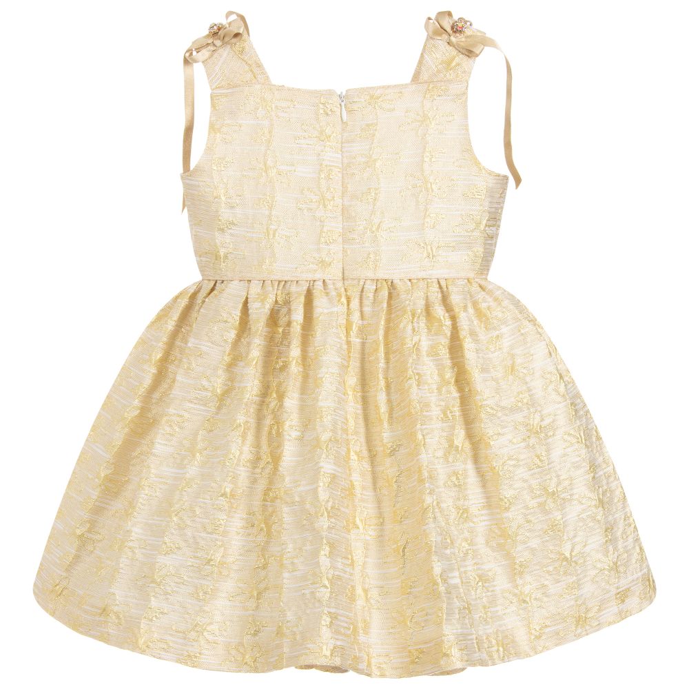 ValMax - Girls Gold Jacquard Dress | Childrensalon Outlet