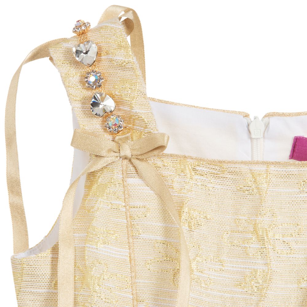 ValMax-Girls Gold Jacquard Dress | Childrensalon Outlet