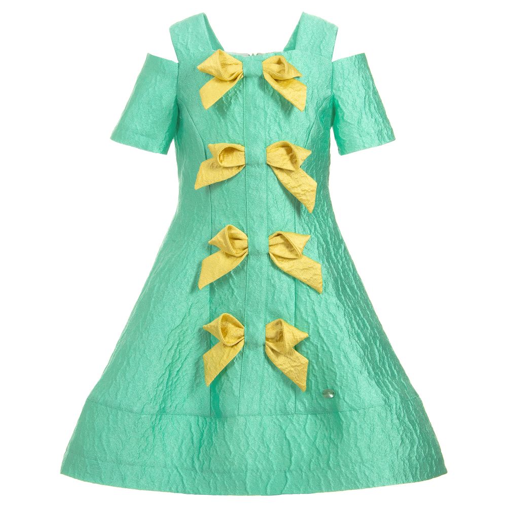 ValMax - Girls Green Silk Blend Dress | Childrensalon