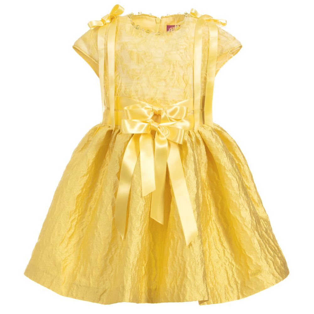 ValMax - Girls Yellow Silk Blend Dress | Childrensalon