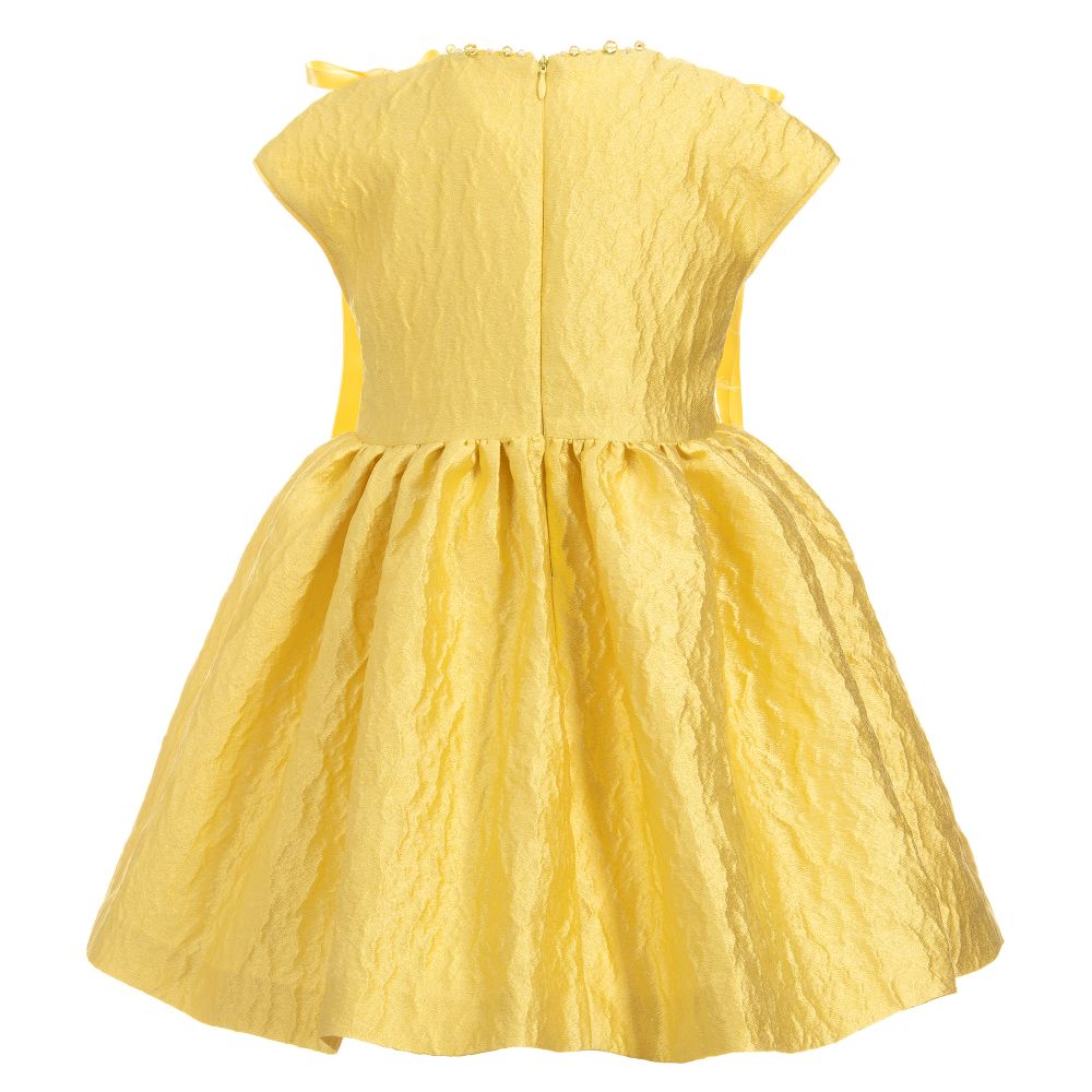 ValMax-Girls Yellow Silk Blend Dress | Childrensalon Outlet
