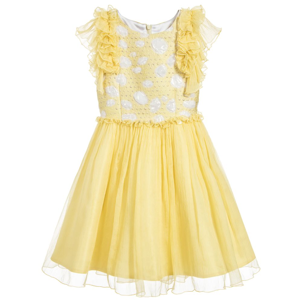 ValMax - Yellow Silk Chiffon Dress  | Childrensalon