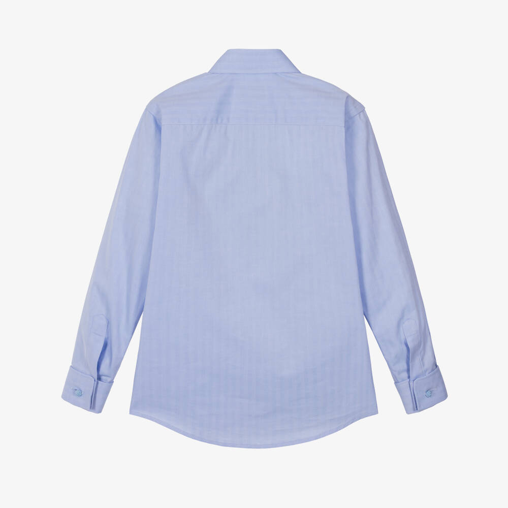 Varones One-Boys Blue Long Sleeved Shirt with Cufflinks | Childrensalon Outlet
