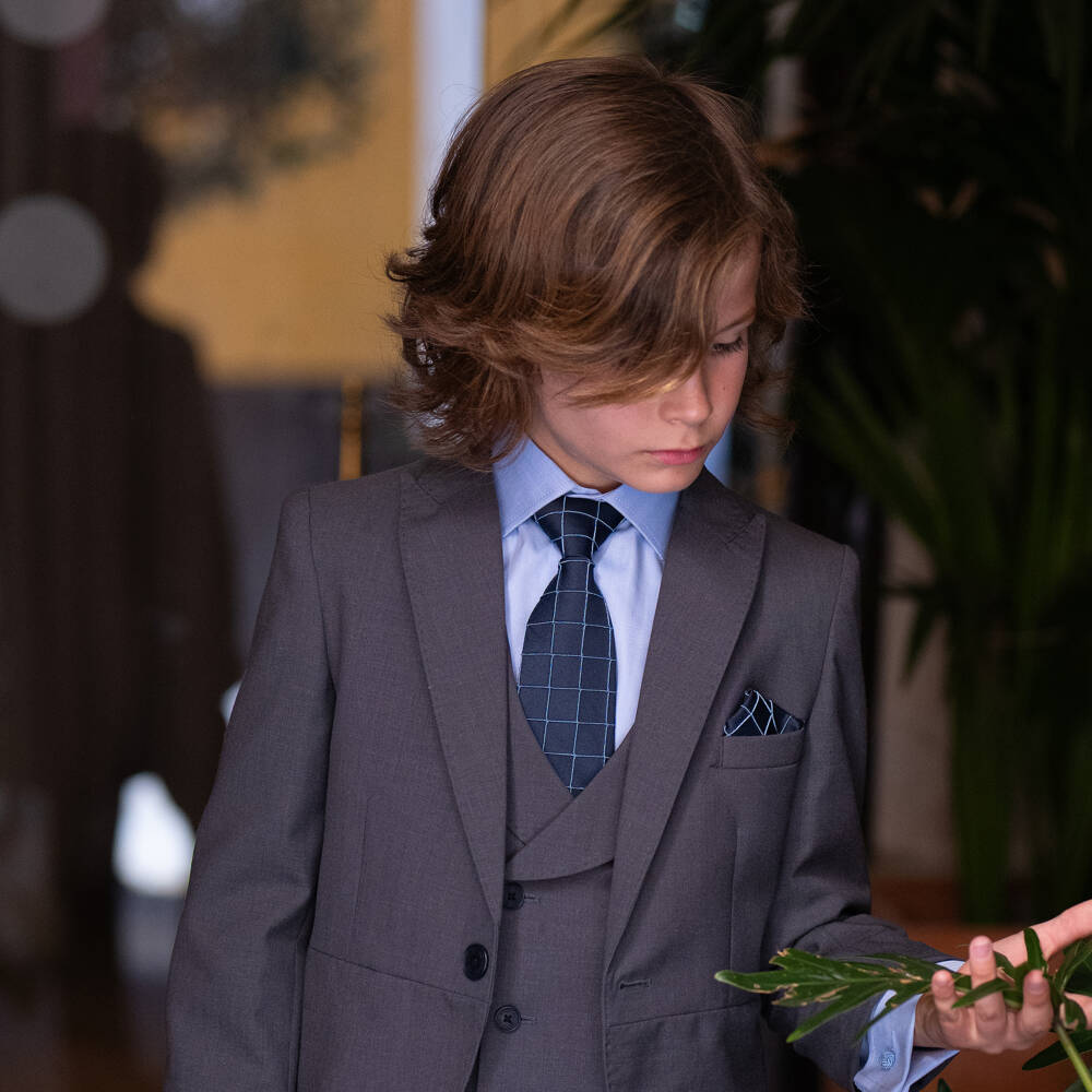 Varones One-Boys Blue Long Sleeved Shirt with Cufflinks | Childrensalon Outlet