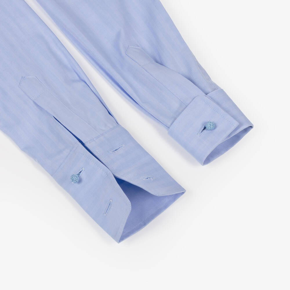 Varones One-Boys Blue Long Sleeved Shirt with Cufflinks | Childrensalon Outlet